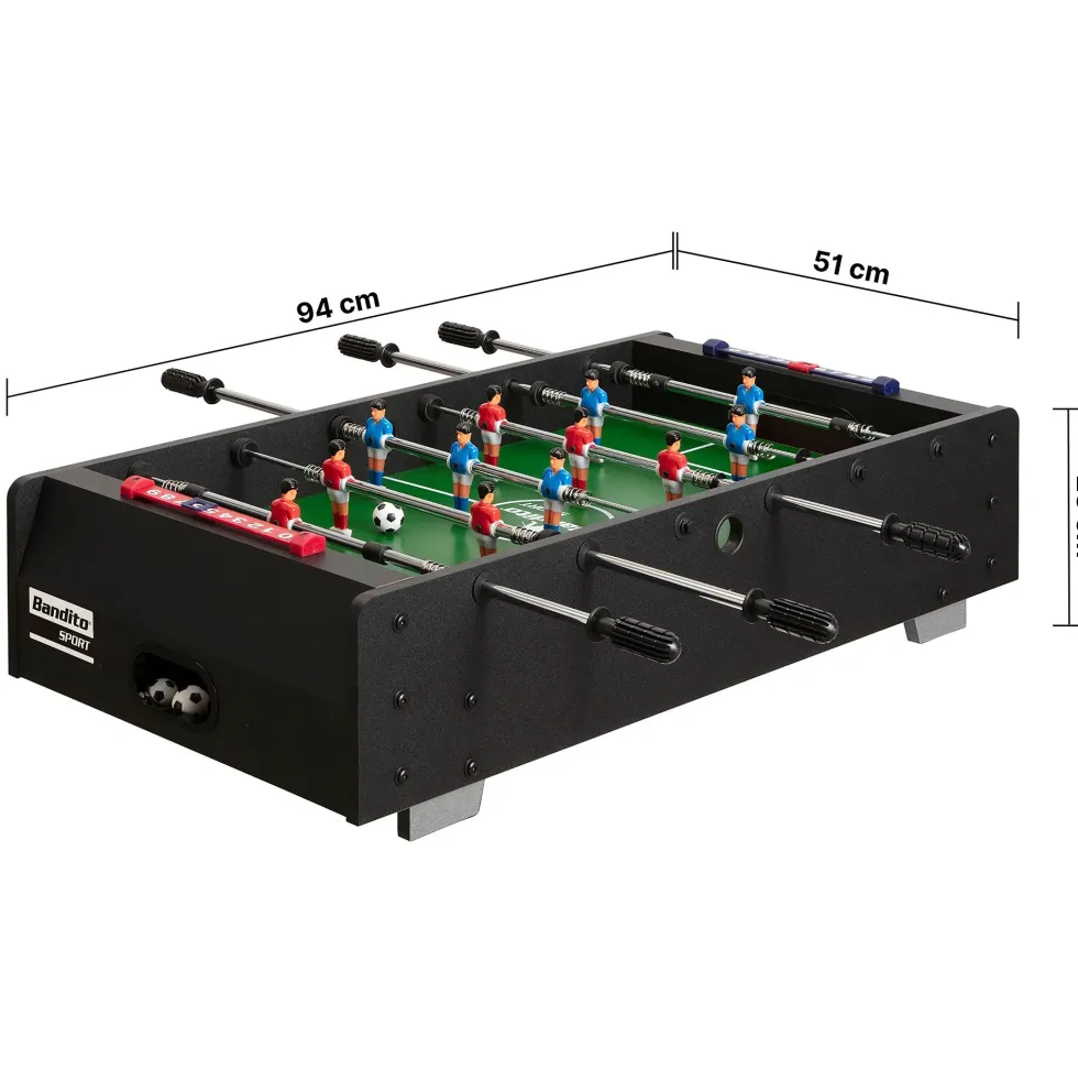 Bandito Mini Tafelvoetbal met Telescopische Stangen - Zwart