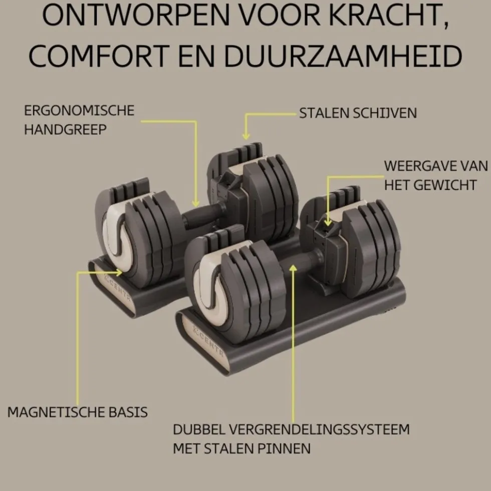 Centr Smart Stack 50 Verstelbare Dumbbell Set - 2,3 kg tot 22,5 kg