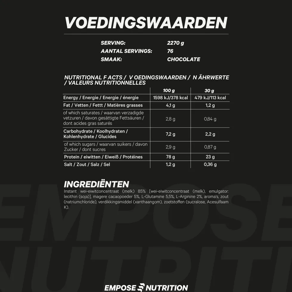 Empose Nutrition Whey Protein - Eiwit Poeder - Chocolade - 2270 gram
