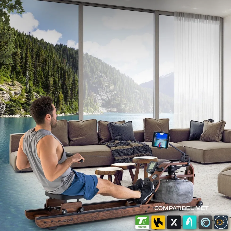 Fluid Rower Viking 3 XL Roeitrainer - Walnoot
