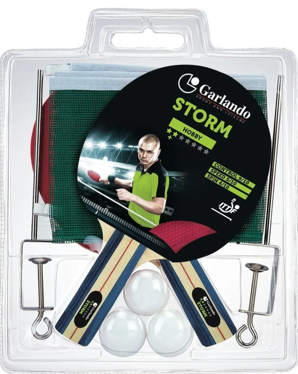 Garlando Storm Plus Tafeltennis Set - 2 Bats en 3 Pingpongballen - Net en Palen