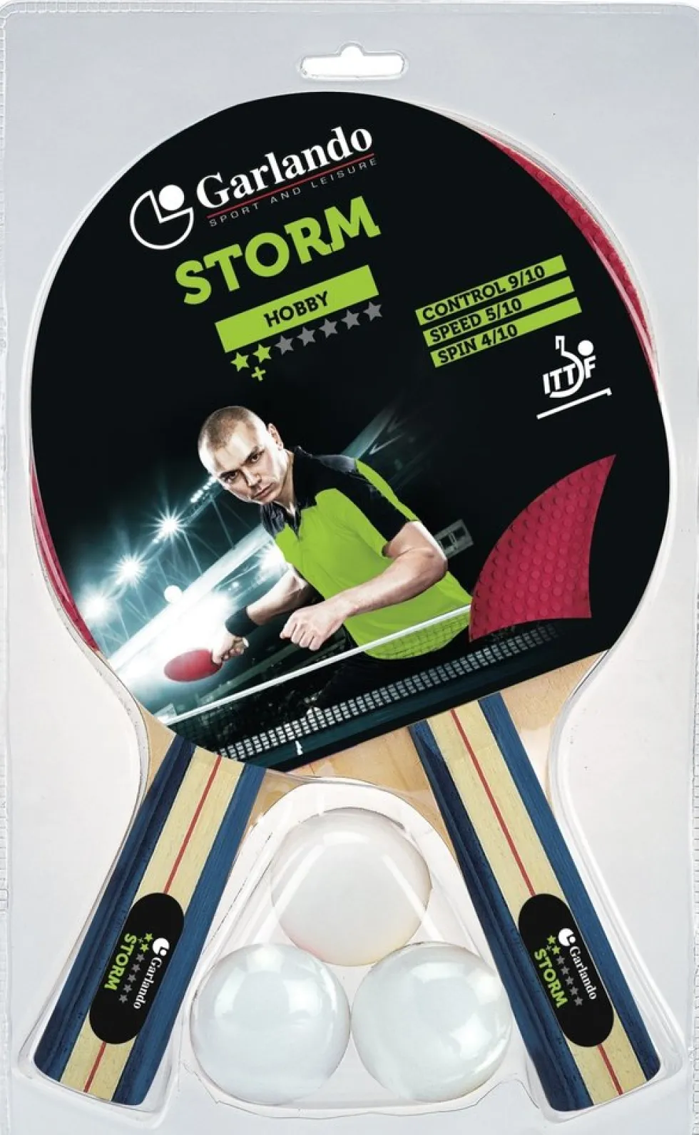 Garlando Storm Tafeltennis Set - 2 Bats en 3 Pingpongballen