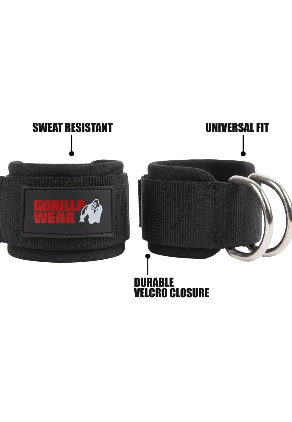 Gorilla Wear Ankle Straps - Zwart