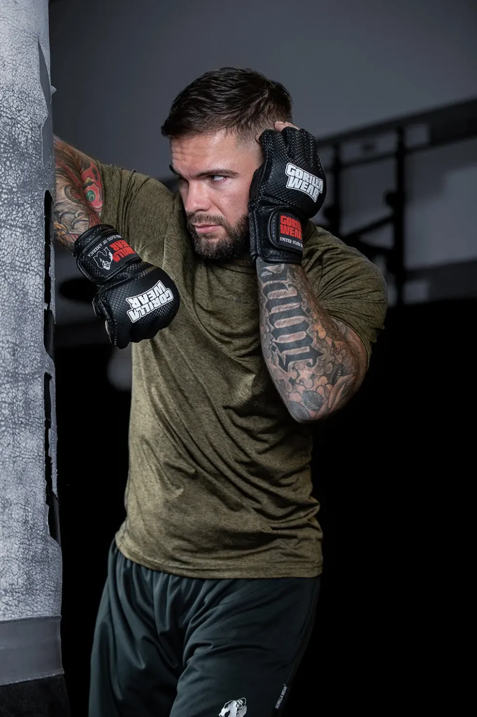 Gorilla Wear Berea MMA Handschoenen (Zonder Duim) - Zwart/Wit