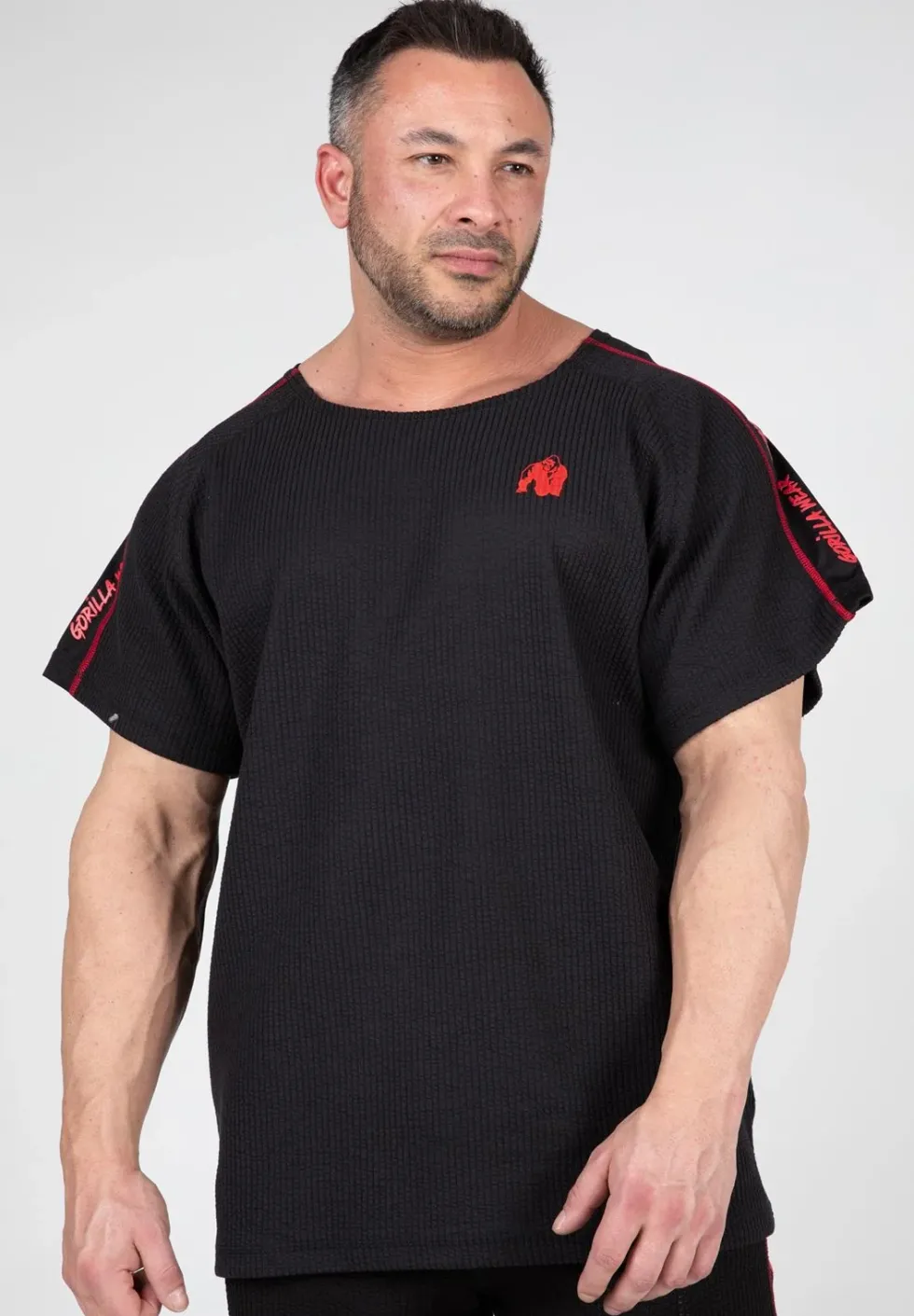 Gorilla Wear Buffalo Old School Workout T-Shirt - Zwart/Rood
