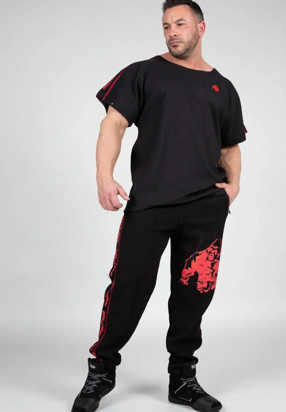 Gorilla Wear Buffalo Old School Workout T-Shirt - Zwart/Rood