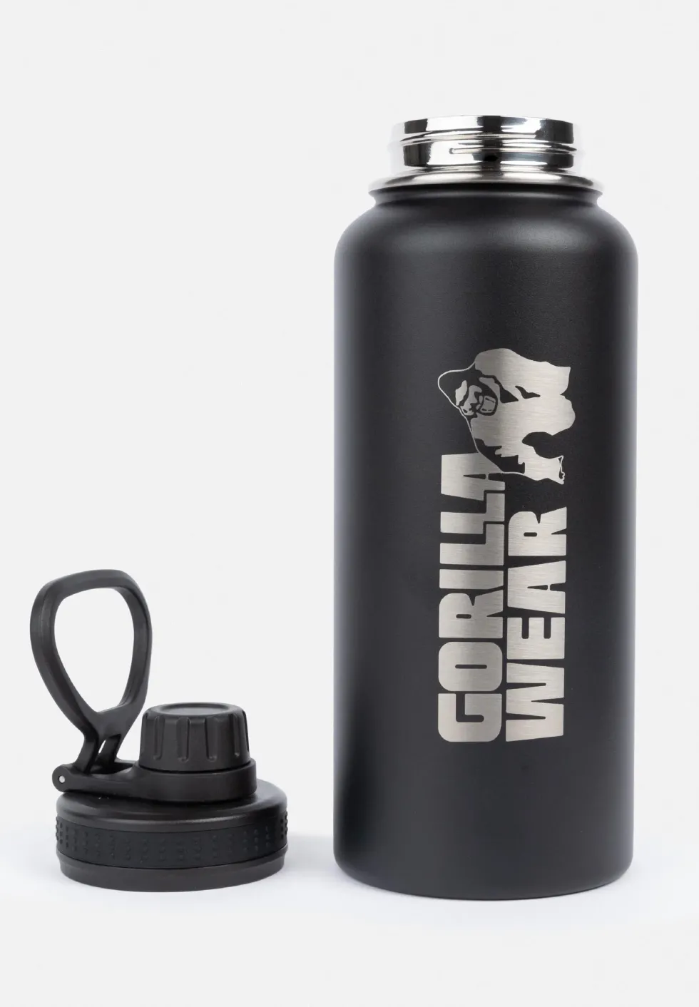 Gorilla Wear Geïsoleerde RVS Waterfles - Zwart - 1000 ml