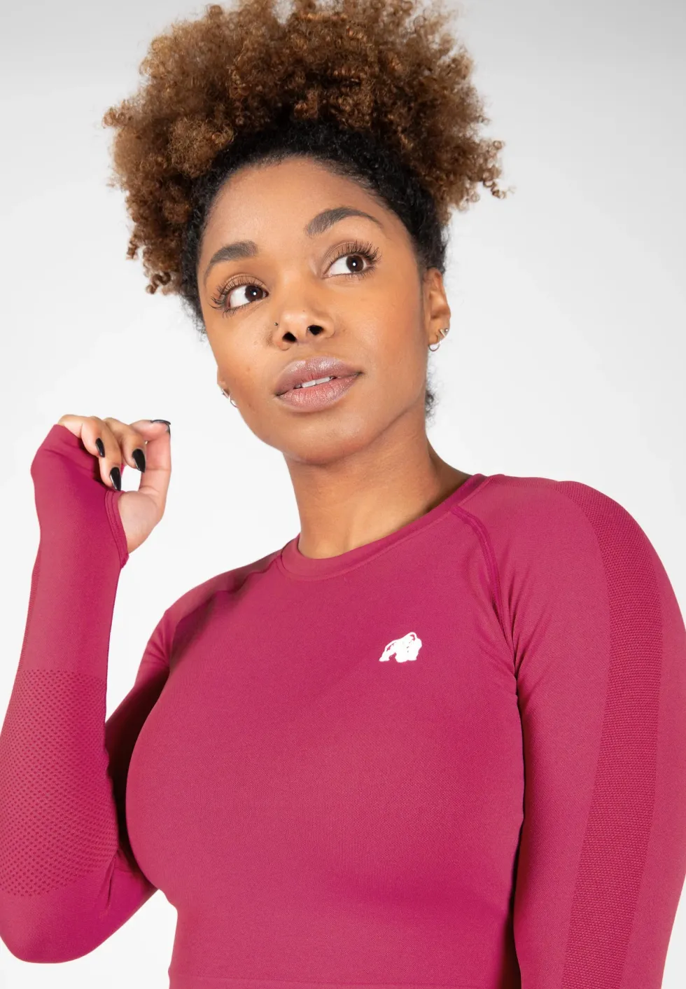 Gorilla Wear Hilton Seamless Cropped Longsleeve - Fuchsia