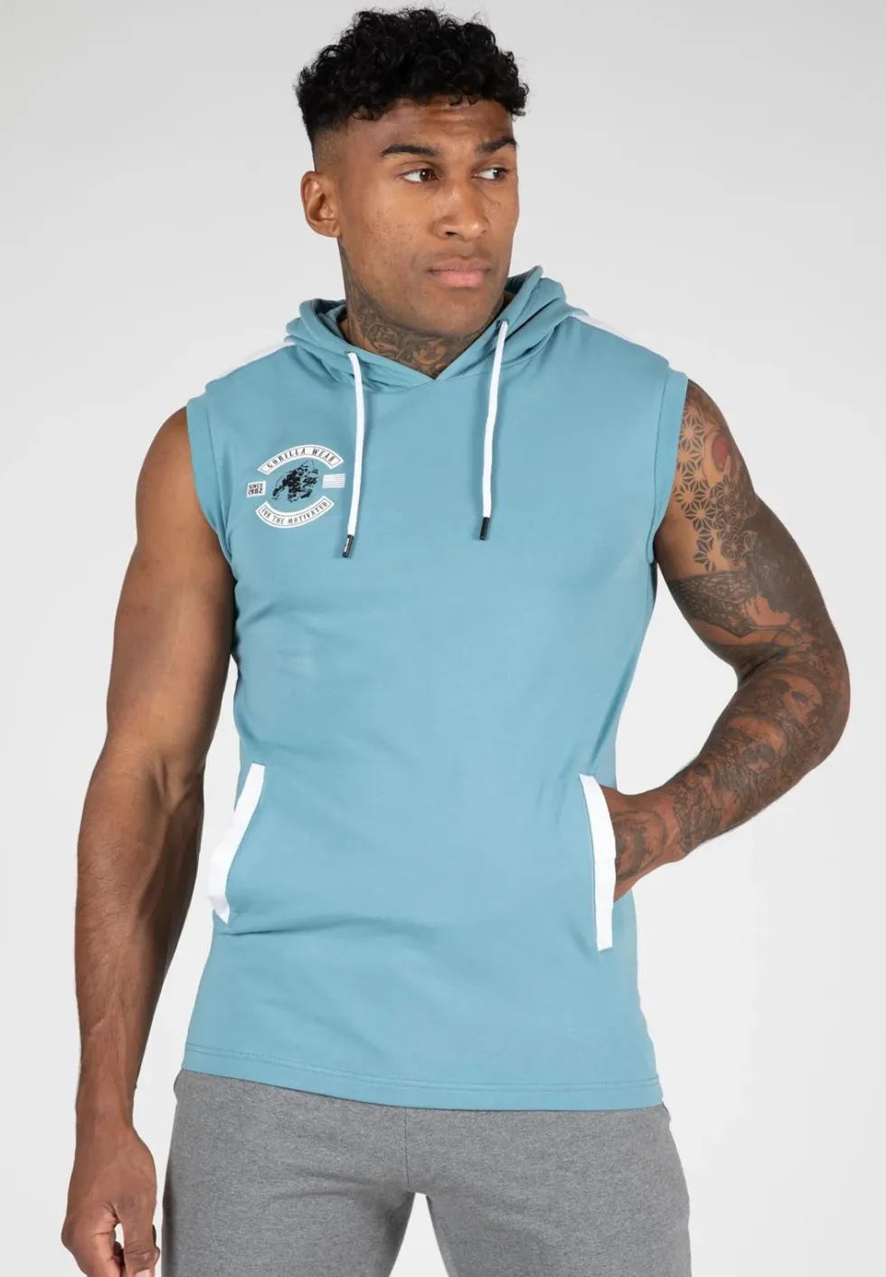 Gorilla Wear Oswego Mouwloze Hoodie - Blauw