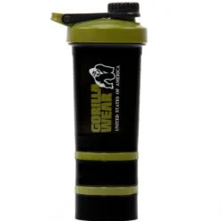 Gorilla Wear Shake Beker 2 GO - 500 ml + 2 x 130 ml - Zwart/Legergroen