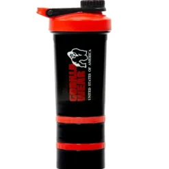 Gorilla Wear Shake Beker 2 GO - 500 ml + 2 x 130 ml - Zwart/Rood