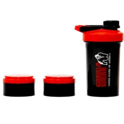 Gorilla Wear Shake Beker 2 GO - 500 ml + 2 x 130 ml - Zwart/Rood