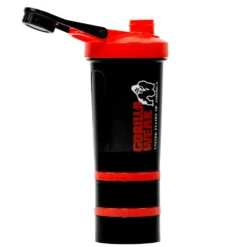 Gorilla Wear Shake Beker 2 GO - 500 ml + 2 x 130 ml - Zwart/Rood