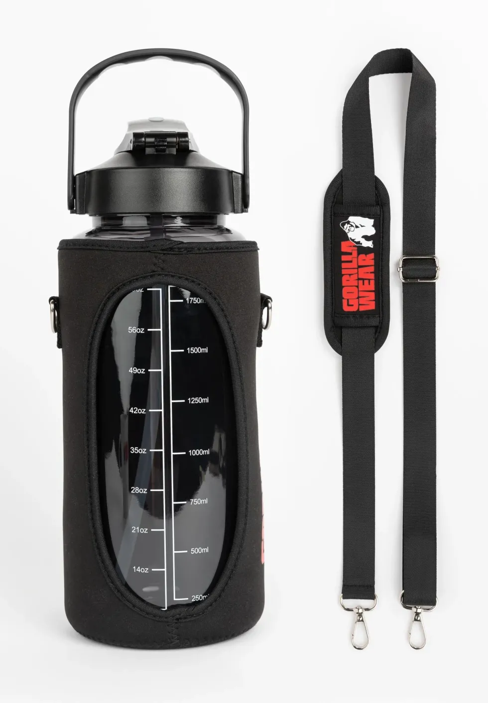 Gorilla Wear Waterfles met Sleeve - Zwart - 2 L