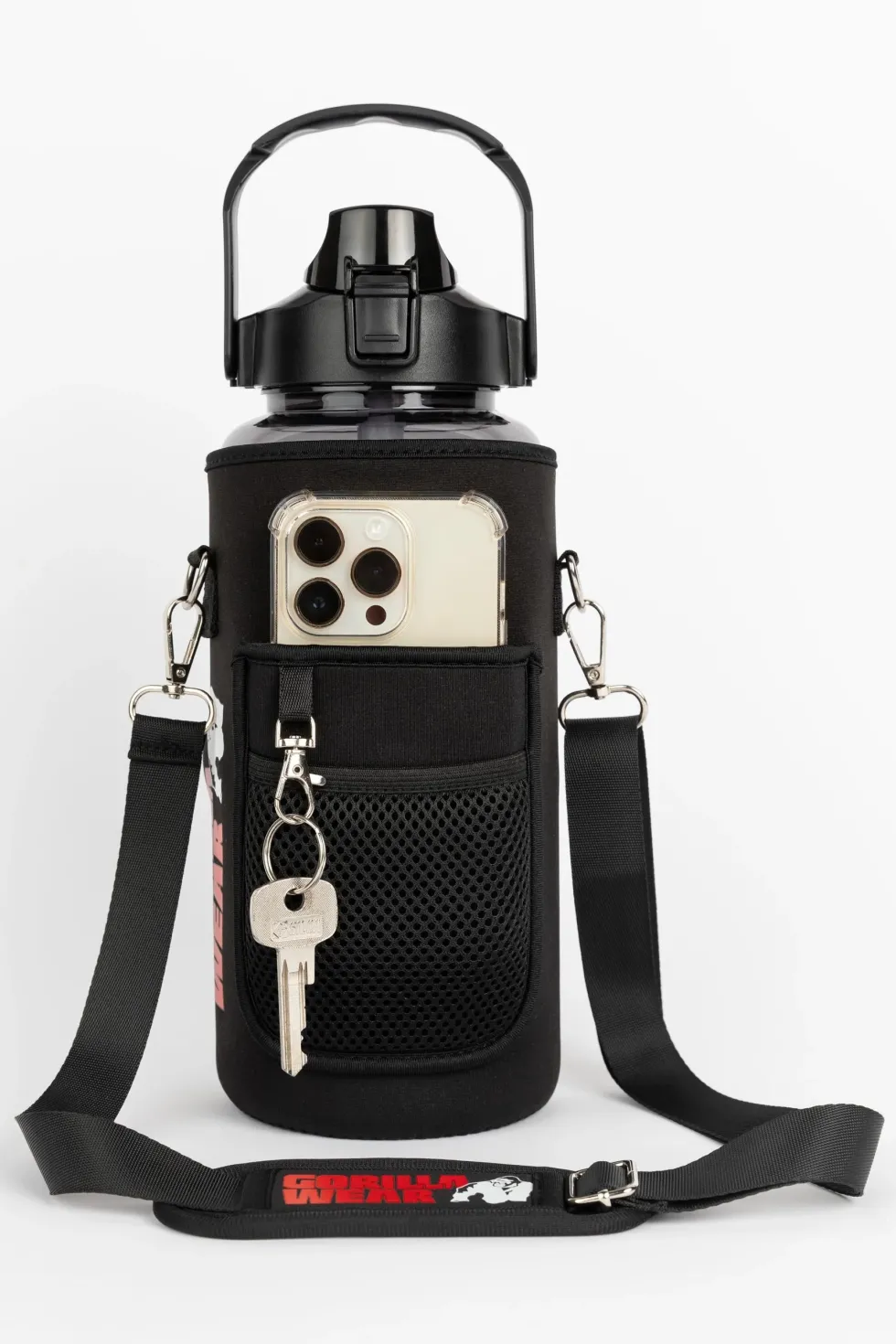 Gorilla Wear Waterfles met Sleeve - Zwart - 2 L