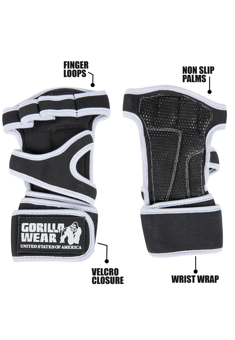 Gorilla Wear Yuma Krachtsport Handschoenen - Zwart/Wit