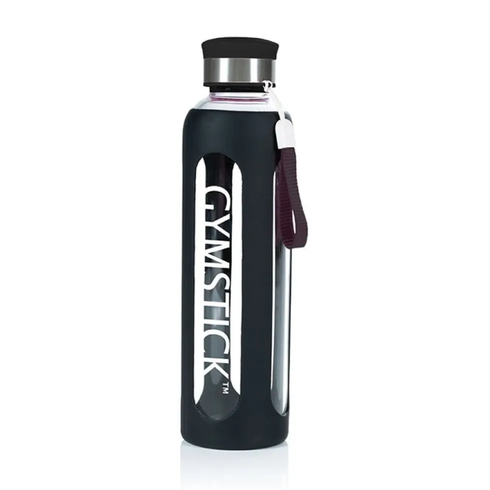 Gymstick Glazen Waterfles - 600 ml - Zwart