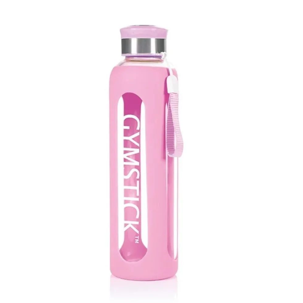 Gymstick Glazen Waterfles - 600 ml - Roze