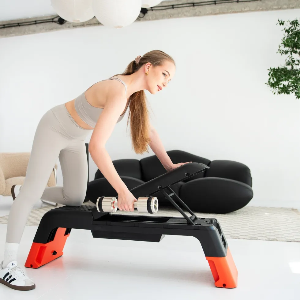 HMS Fitness Verstelbare Fitness Step Pro - Aerobic Stepper - Zwart/Oranje