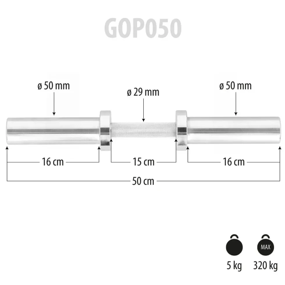 HMS Olympische Dumbbellstang met Veerclipsluiters - 50 mm - 50 cm