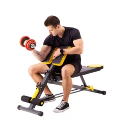 HMS Premium Verstelbare Hyperextension/Trainingsbank - Zwart/Geel