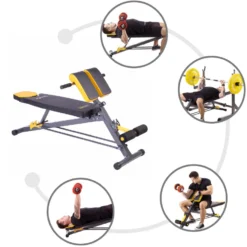 HMS Premium Verstelbare Hyperextension/Trainingsbank - Zwart/Geel
