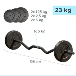 Iron Gym Verstelbare Curlstang Set - 23 kg - Zwart
