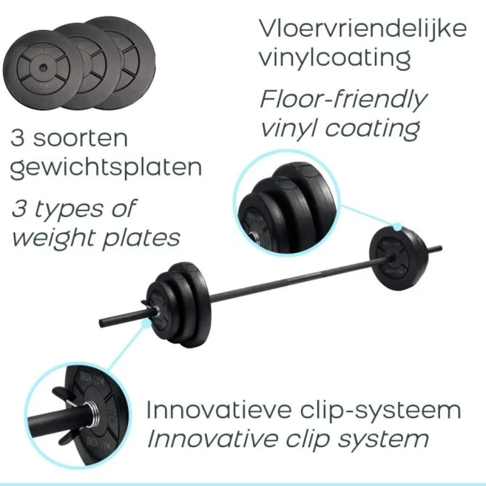 Iron Gym Verstelbare Halterset - 20 kg - 25 mm - Zwart