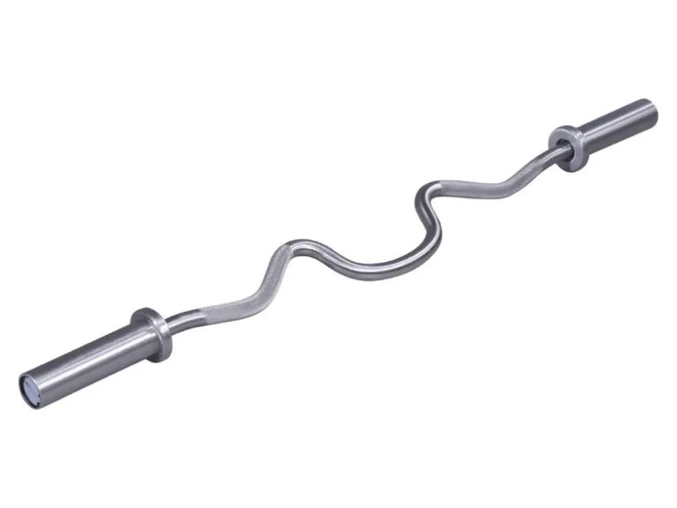 Lifemaxx Olympic Curled V-Bar - Geborsteld Staal - 120 cm