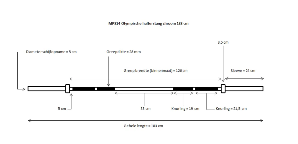 Muscle Power Olympische Halterstang - Chroom - 183 cm - 14,5 kg
