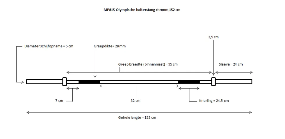 Muscle Power Olympische Halterstang - Chroom - 152 cm