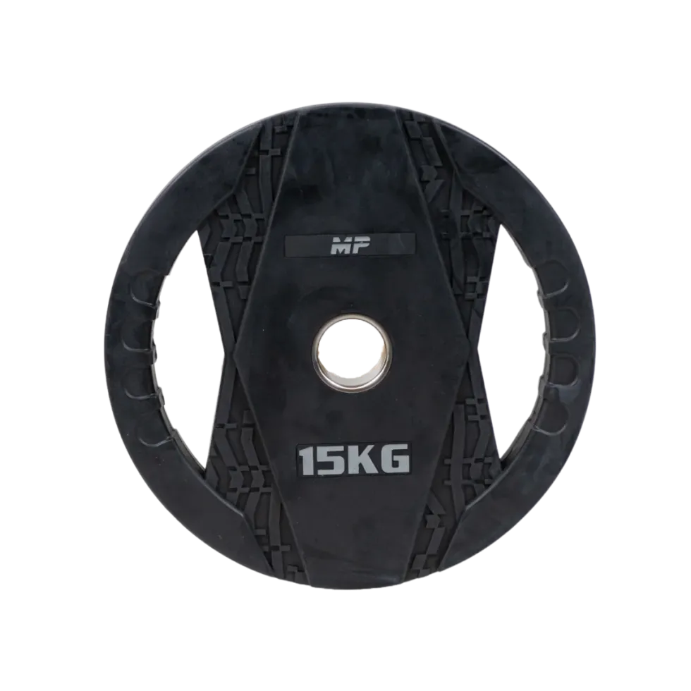 Muscle Power Olympische Halterschijf met Handgrepen - Rubber - 15 kg