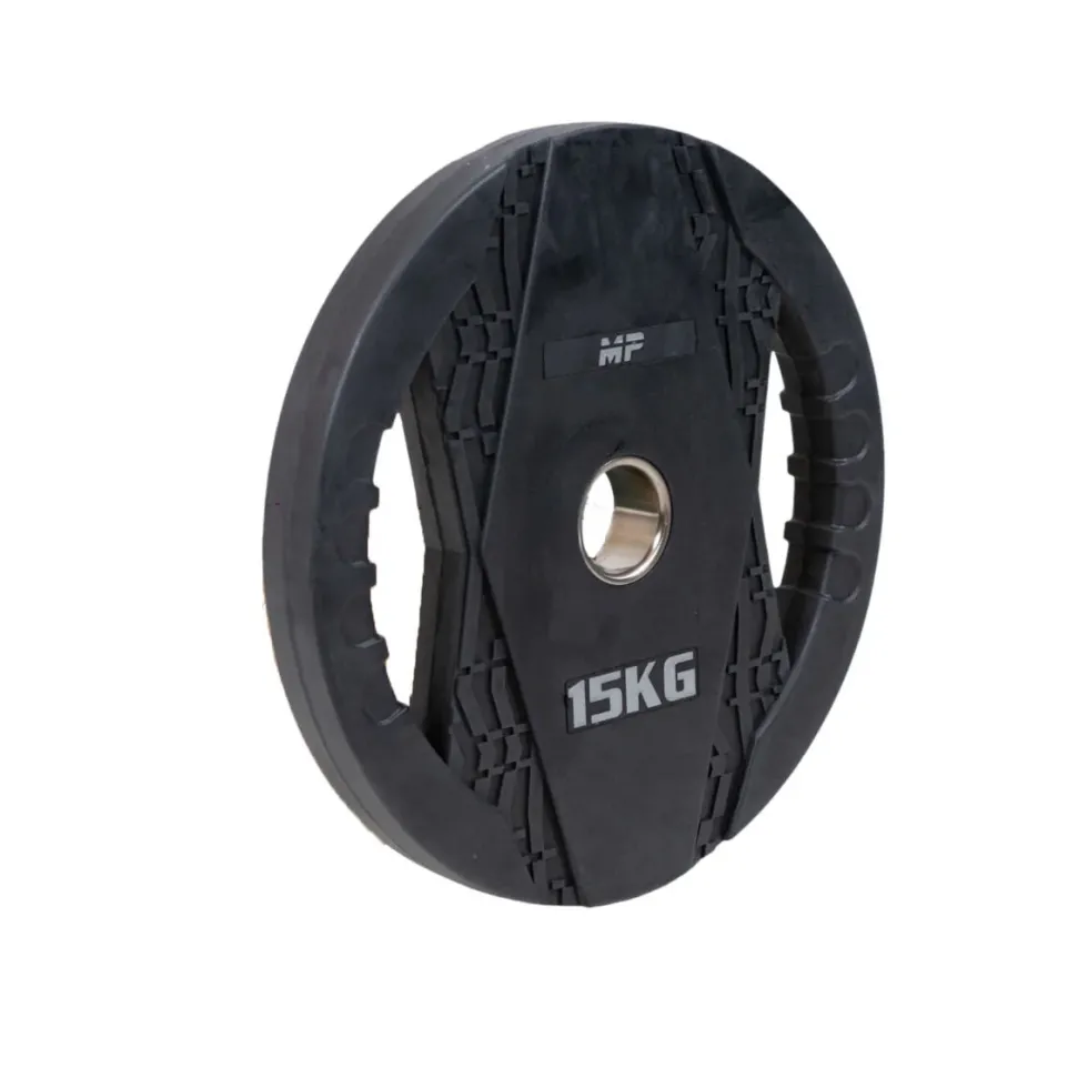 Muscle Power Olympische Halterschijf met Handgrepen - Rubber - 15 kg