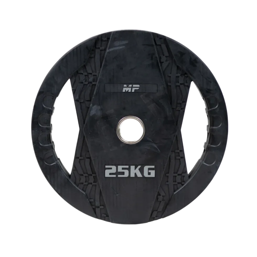Muscle Power Olympische Halterschijf met Handgrepen - Rubber - 25 kg