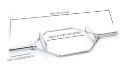 Muscle Power Olympische Hex Bar - Shrug Bar - Trap Bar - 160 cm
