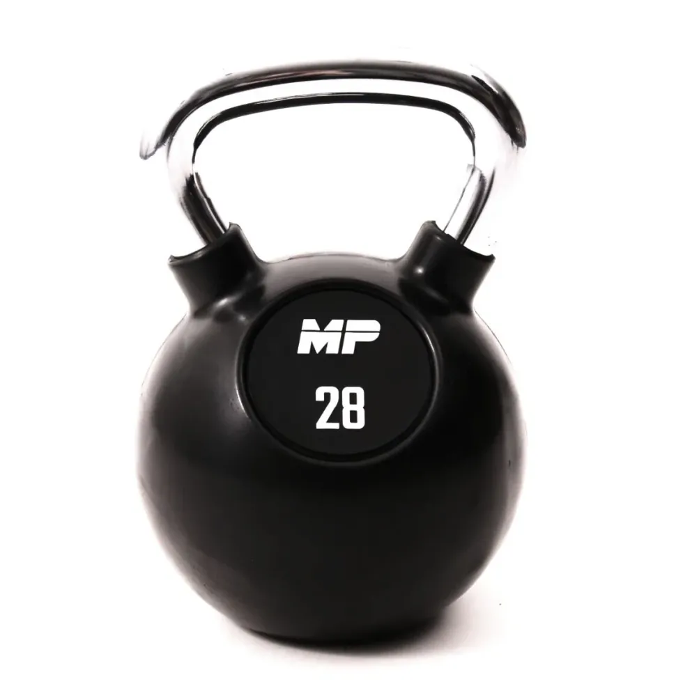 Muscle Power Rubberen Kettlebell - Zwart - 28 kg