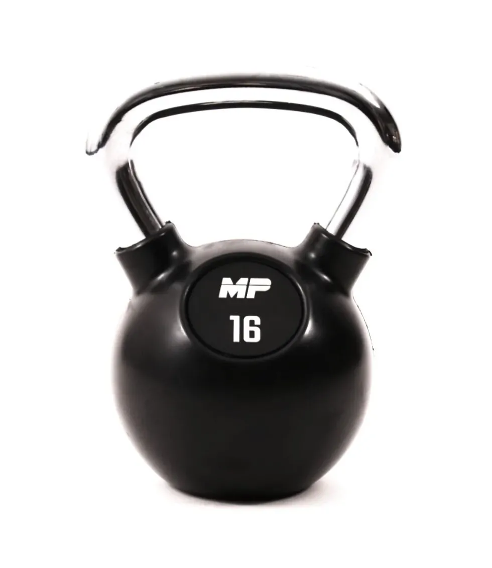 Muscle Power Rubberen Kettlebell - Zwart - 16 kg