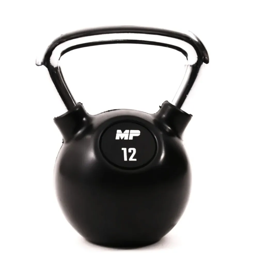 Muscle Power Rubberen Kettlebell - Zwart - 12 kg