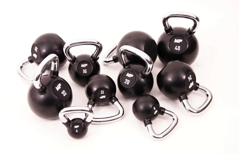 Muscle Power Rubberen Kettlebell - Zwart - 12 kg