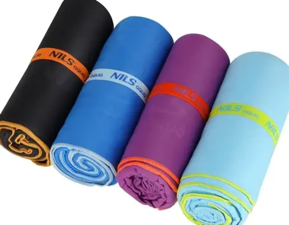 NILS Aqua Microvezel Handdoek - Zwart/Oranje - 180 x 100 cm