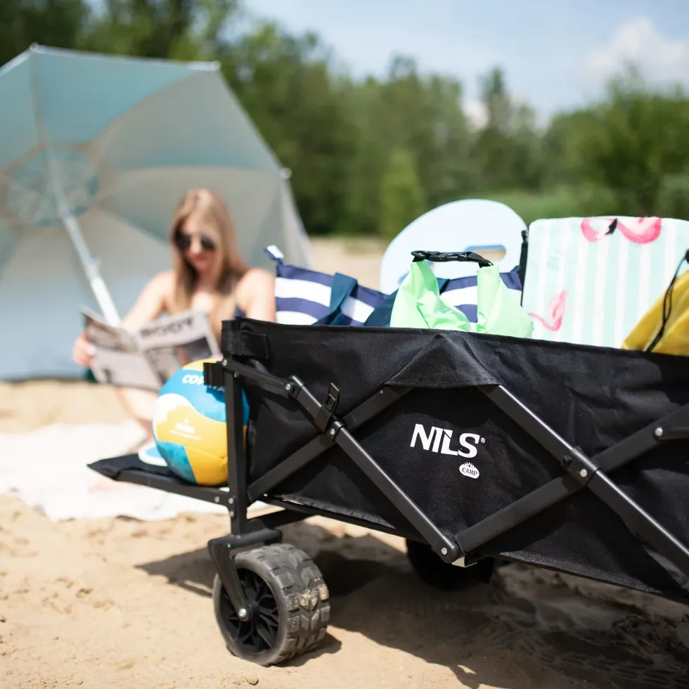 NILS Camp Opvouwbare Bolderkar - Zwart - 160L