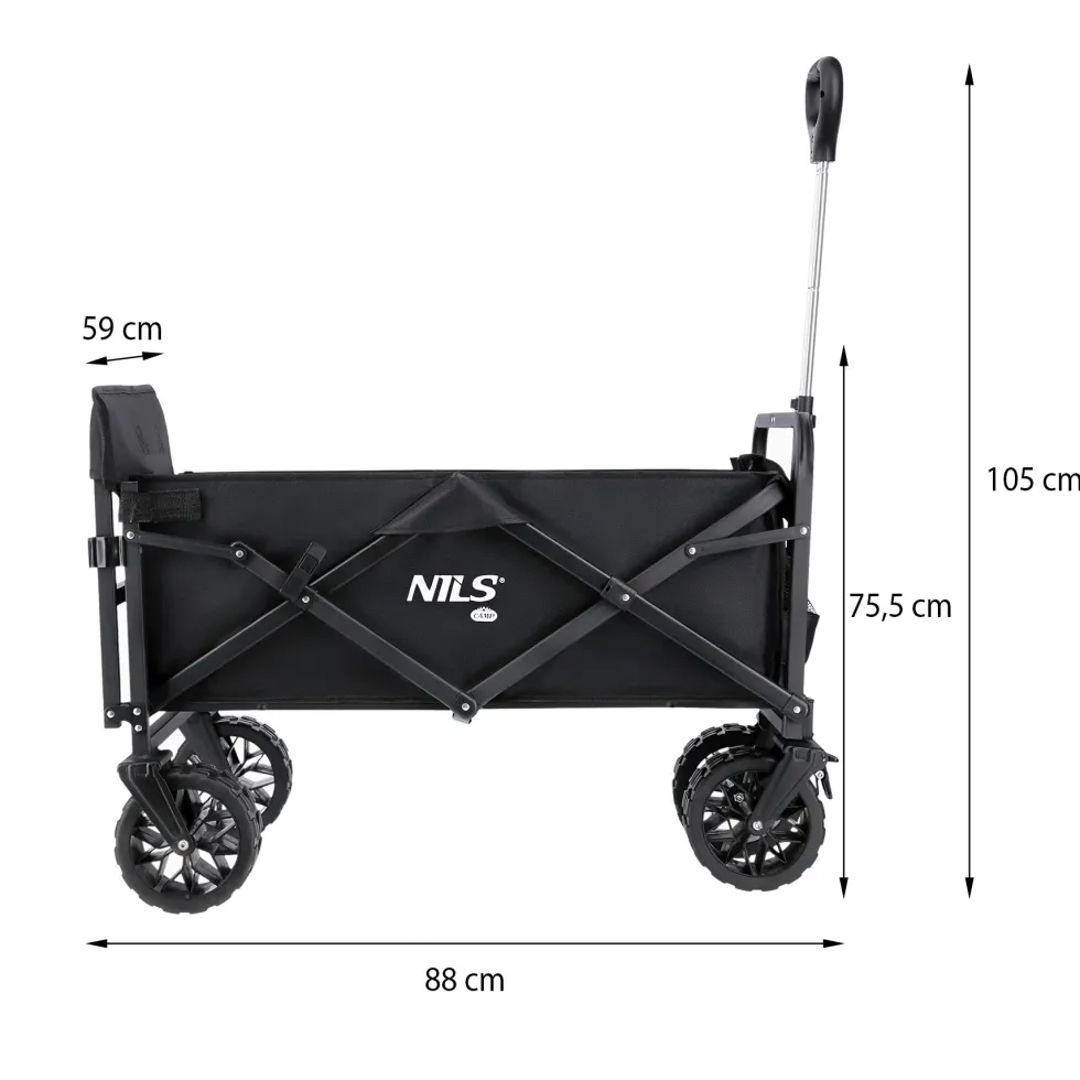 NILS Camp Opvouwbare Bolderkar - Zwart - 160L