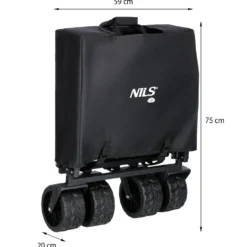 NILS Camp Opvouwbare Bolderkar - Zwart - 160L