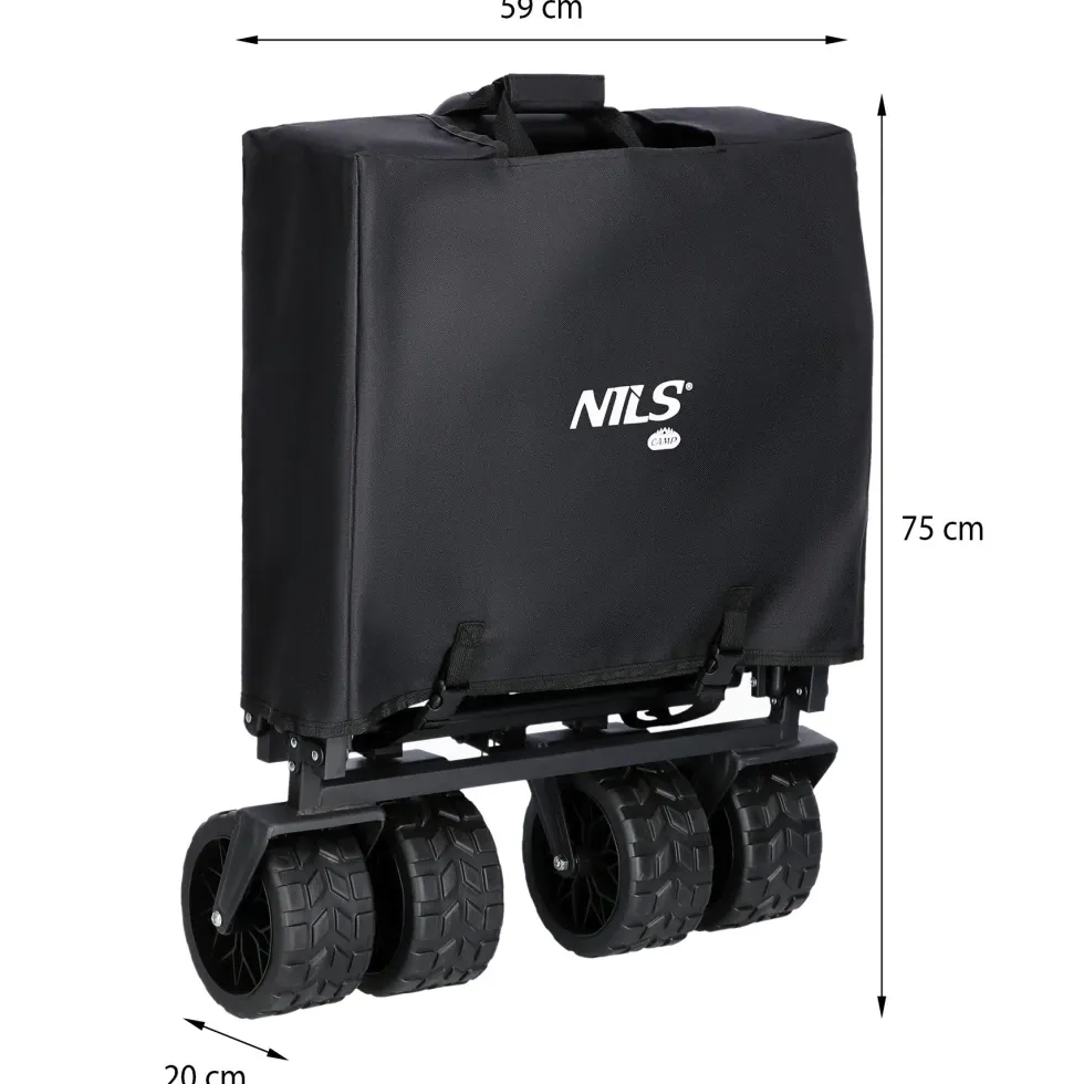 NILS Camp Opvouwbare Bolderkar - Zwart - 160L