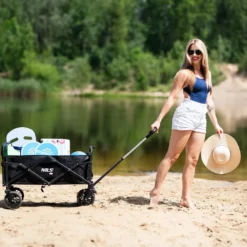 NILS Camp Opvouwbare Bolderkar - Zwart - 160L
