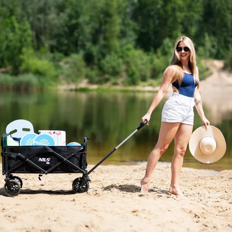NILS Camp Opvouwbare Bolderkar - Zwart - 160L