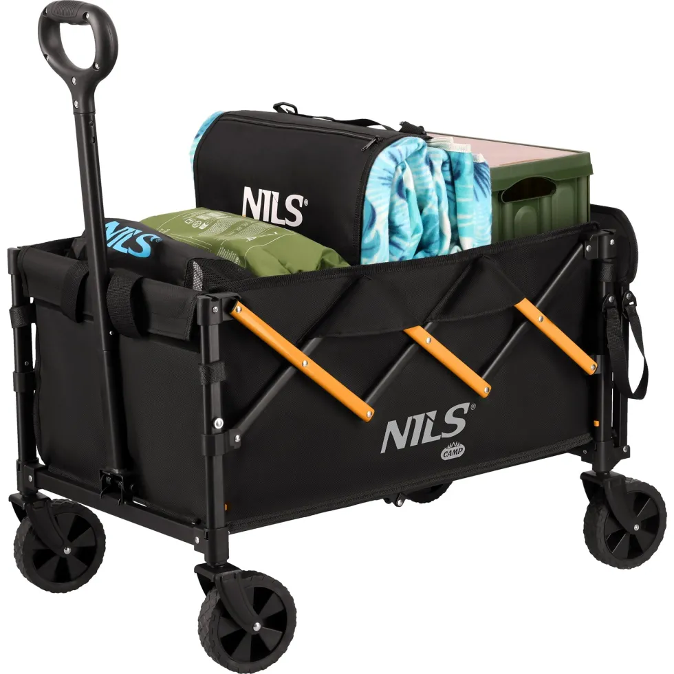 NILS Camp Opvouwbare Bolderkar - Zwart/Oranje - 100L