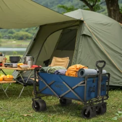 NILS Camp Opvouwbare Bolderkar - Blauw - 120L