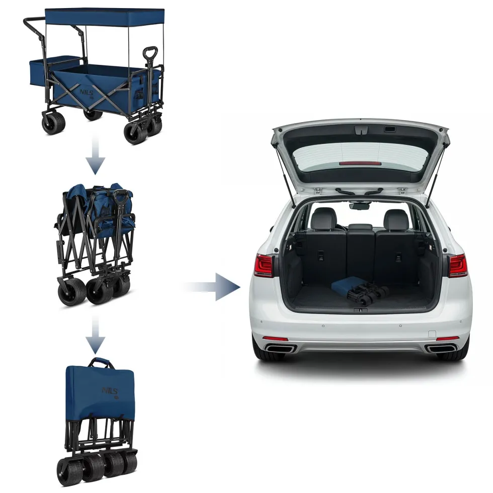 NILS Camp Opvouwbare Bolderkar - Blauw - 120L
