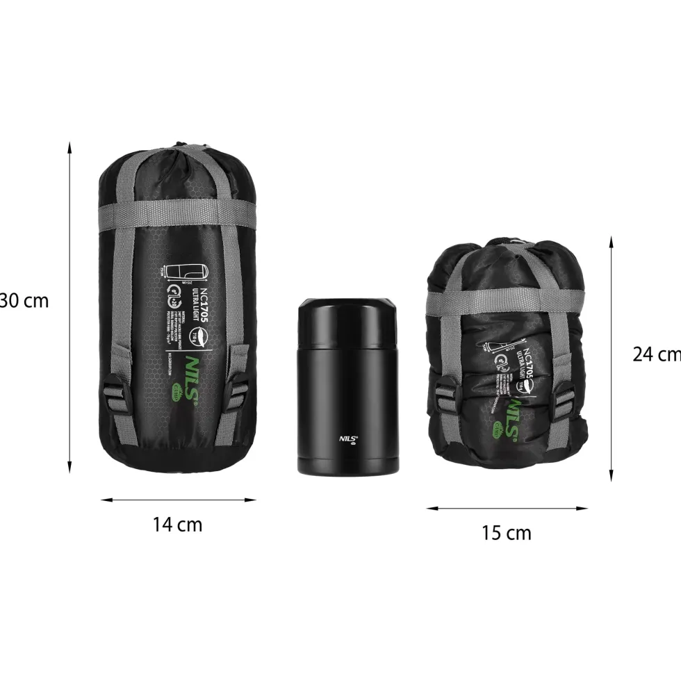 NILS Camp Ultra Light Slaapzak - 710 gr - Zwart/Groen